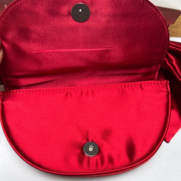 Nina Eveie in Red Rouge Elegant Red Satin Clutch with Rhinestone Accents - Picture 3 of 6